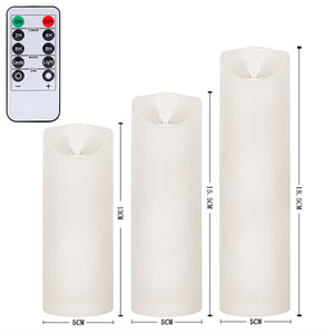 Flameless Candles 5" 6" 7" Set of 3 Pack Simulated Paraffin Pillars with Realistic Dancing LED Fake Flames and Remote Control