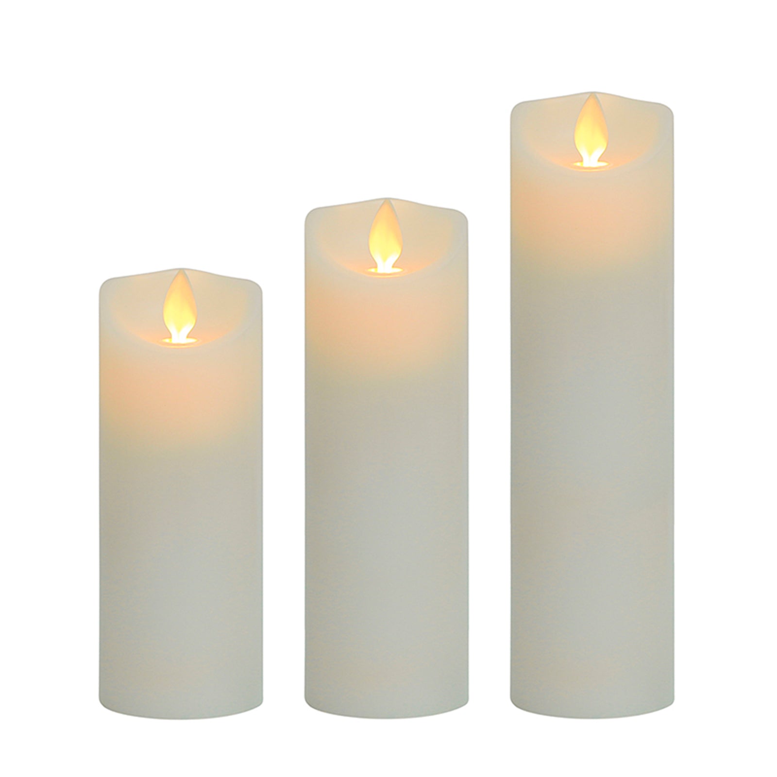 Flameless Candles 5" 6" 7" Set of 3 Pack Simulated Paraffin Pillars with Realistic Dancing LED Fake Flames and Remote Control