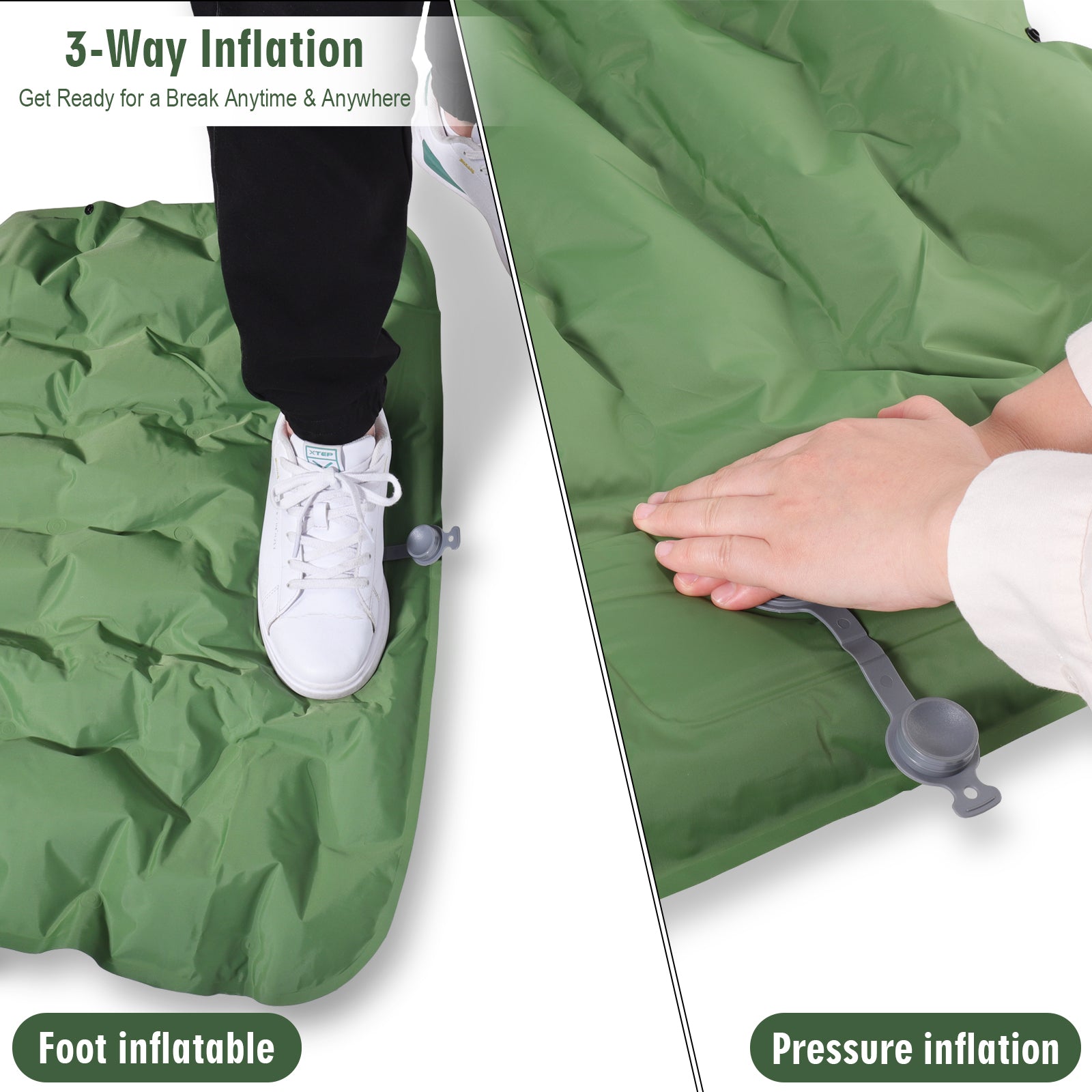 Camping Air Sleeping Pad Mat Foot Press Inflatable Lightweight Backpacking Pad 200 x 69 x 10 cm