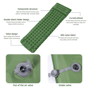 Camping Air Sleeping Pad Mat Foot Press Inflatable Lightweight Backpacking Pad 200 x 69 x 10 cm