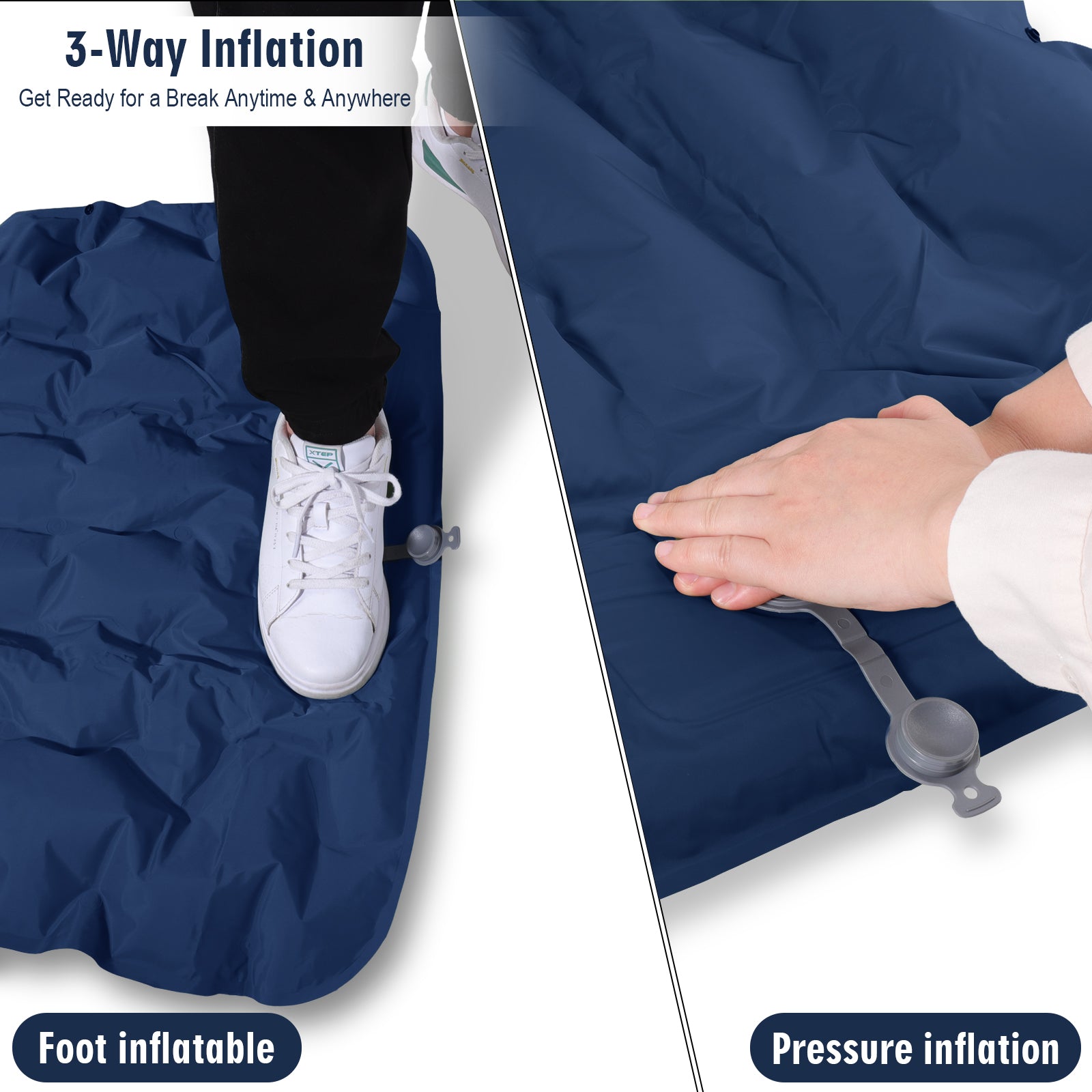 Camping Air Sleeping Pad Mat Foot Press Inflatable Lightweight Backpacking Pad 200 x 69 x 10 cm
