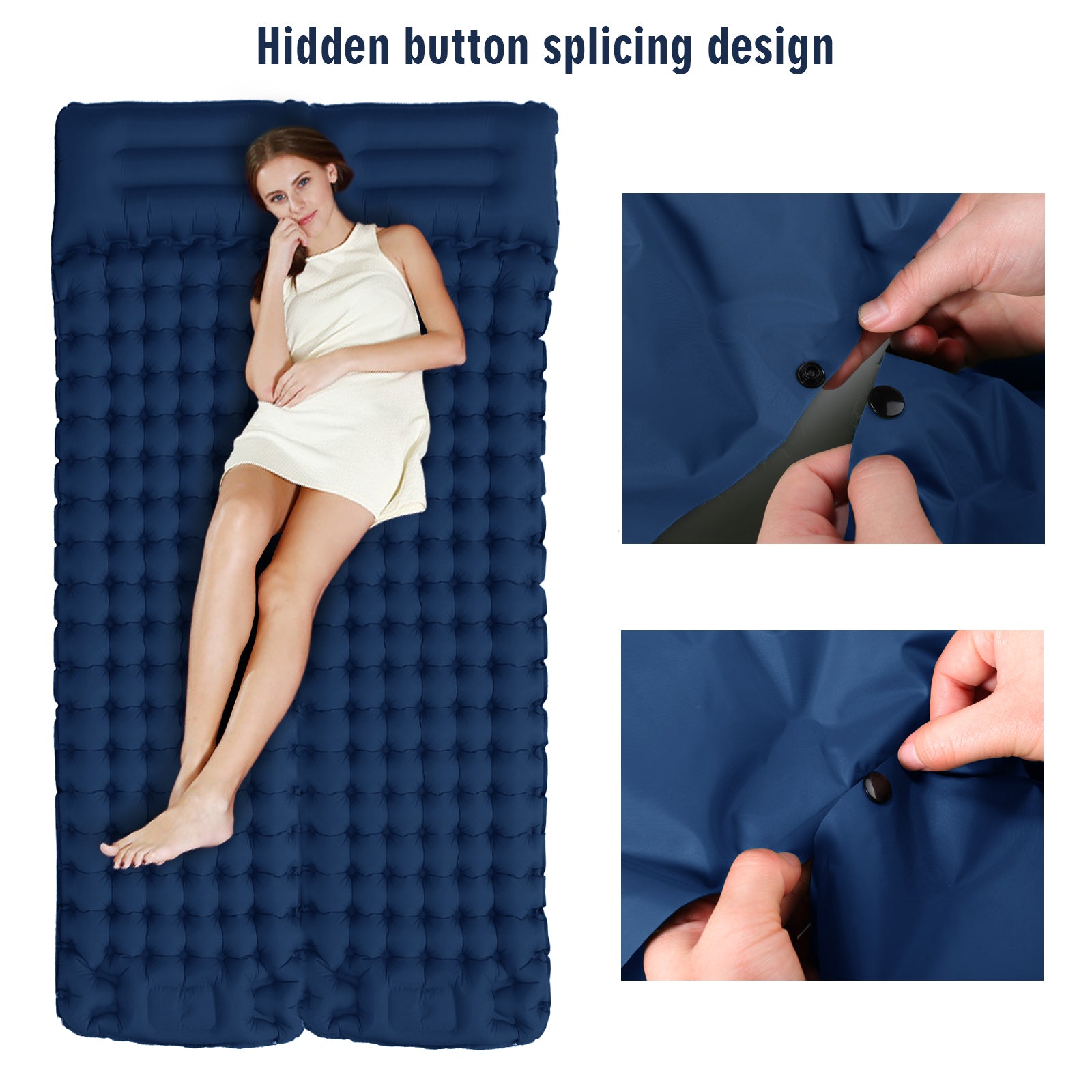 Camping Air Sleeping Pad Mat Foot Press Inflatable Lightweight Backpacking Pad 200 x 69 x 10 cm