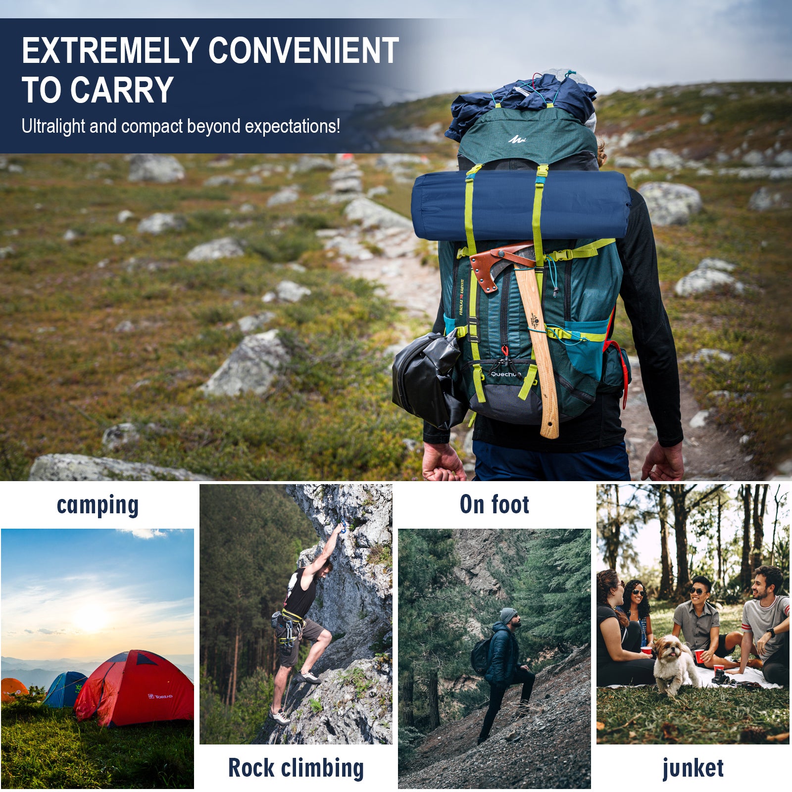 Camping Air Sleeping Pad Mat Foot Press Inflatable Lightweight Backpacking Pad 200 x 69 x 10 cm