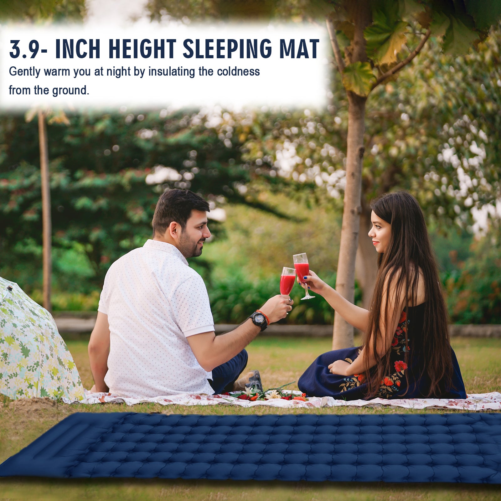 Camping Air Sleeping Pad Mat Foot Press Inflatable Lightweight Backpacking Pad 200 x 69 x 10 cm