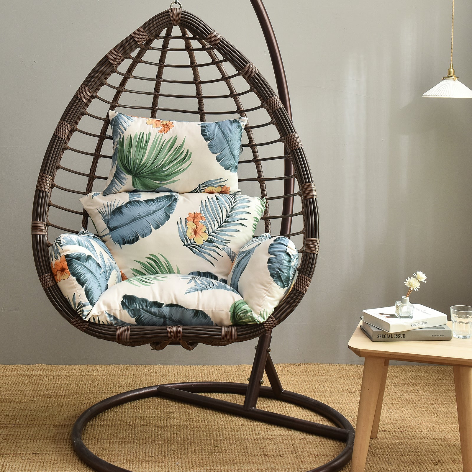 Basket Chair Cushion Indoor/Outdoor Egg Chair Cushions Thicken Hanging Chair Cushion 6 Style Chair cover (No Hammock)