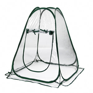 Mini Pop Up Small Greenhouse Transparent PVC Plant House with 4 Anchoring Stakes and Zipper Ventilation Window for Indoor Outdoor Use