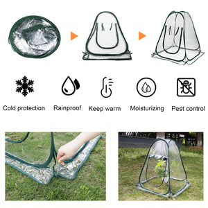 Mini Pop Up Small Greenhouse Transparent PVC Plant House with 4 Anchoring Stakes and Zipper Ventilation Window for Indoor Outdoor Use