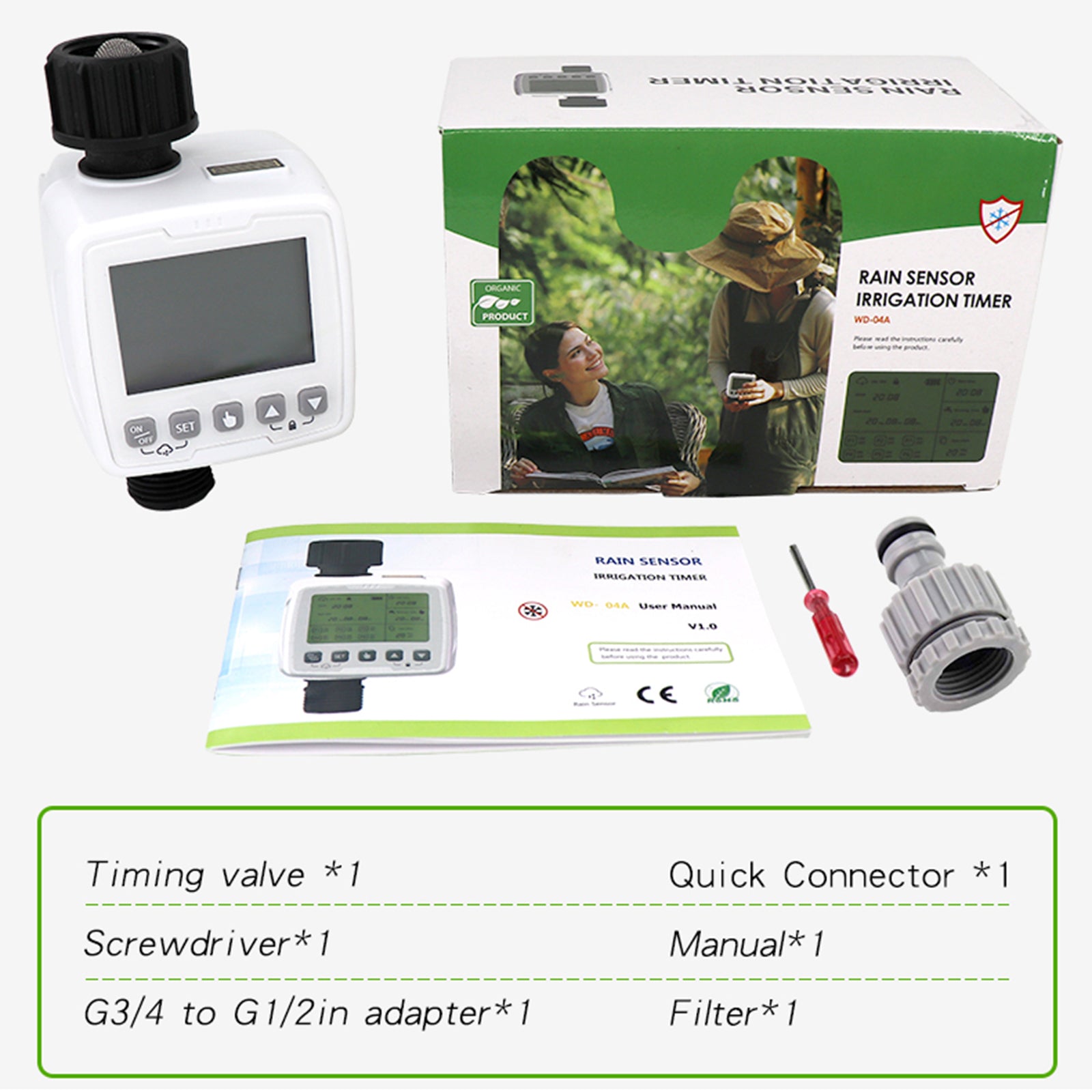 Automatic Watering Timer with Rain Sensor Drip Irrigation Kit Plant Waterer drip Irrigation System