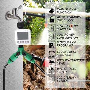 Automatic Watering Timer with Rain Sensor Drip Irrigation Kit Plant Waterer drip Irrigation System