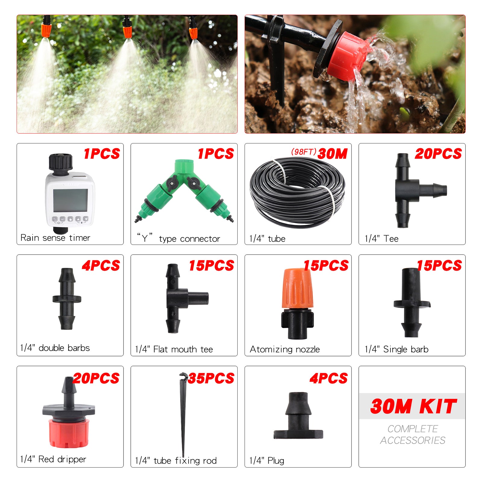 Automatic Watering Timer with Rain Sensor Drip Irrigation Kit Plant Waterer drip Irrigation System
