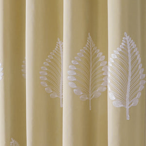 Waterproof Indoor/Outdoor Curtains with Leaves Embroidery Grommets 70% Blackout for Patio Thick Privacy Curtains for Bedroom Living Room