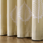 Waterproof Indoor/Outdoor Curtains with Leaves Embroidery Grommets 70% Blackout for Patio Thick Privacy Curtains for Bedroom Living Room