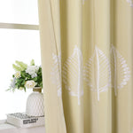 Waterproof Indoor/Outdoor Curtains with Leaves Embroidery Grommets 70% Blackout for Patio Thick Privacy Curtains for Bedroom Living Room