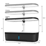 Hydroponics Growing System 12 Pods Plant Starter Kit with Timer Grow Light Pump System Big Water Tank