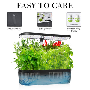 Hydroponics Growing System 12 Pods Plant Starter Kit with Timer Grow Light Pump System Big Water Tank