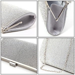 Women Evening Handbag with All Rhinestone Square for Wedding Banquet Party Prom