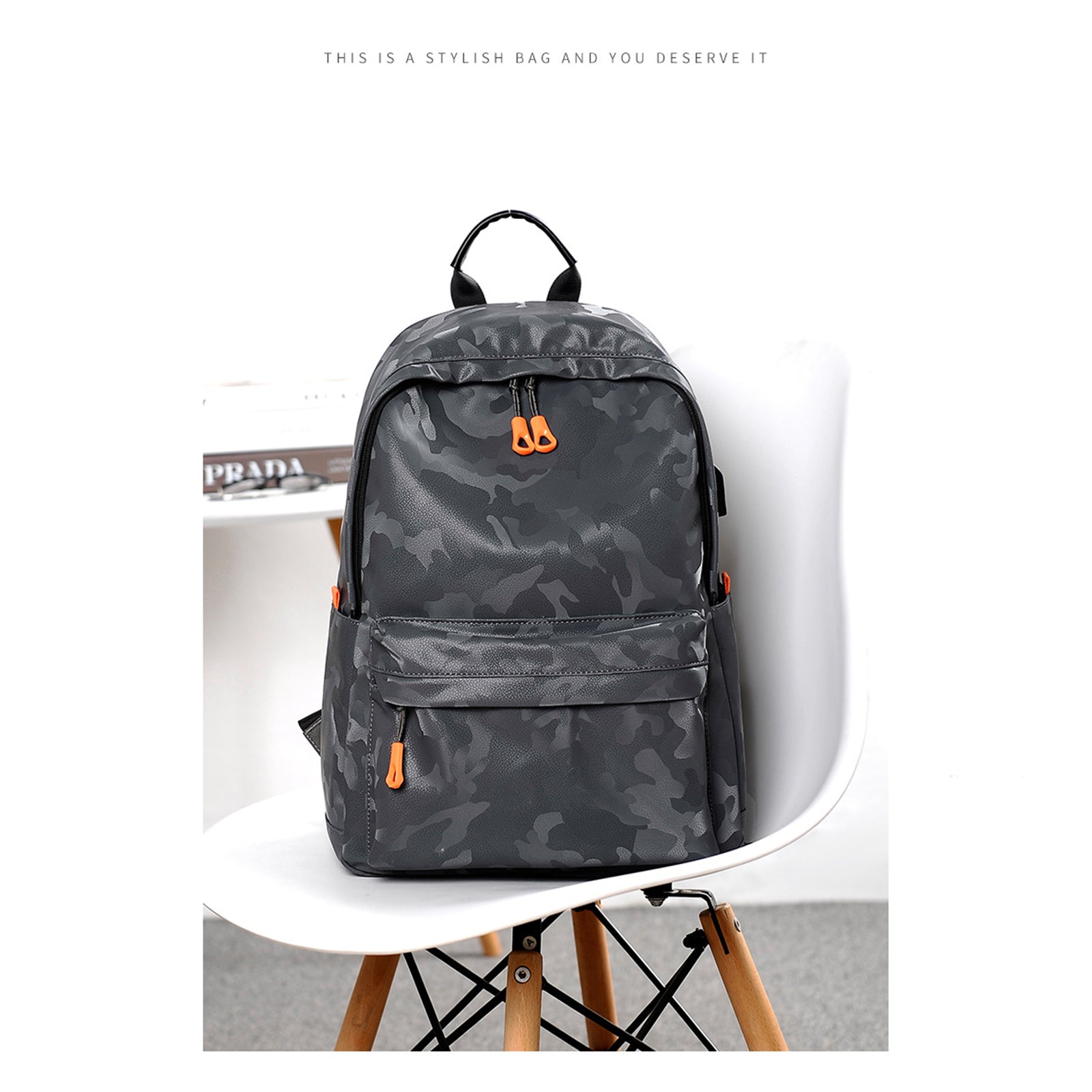 Camouflage Laptop Backpack 14 Inch Computer with USB Charging Port Waterproof for Business College Travel