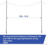 Hook for Outdoor String Lights with Anti-rust Bracket for Terrace Garden Residential Cafe Wedding Decoration Hanging Plants Wreaths Lanterns Baskets,Black