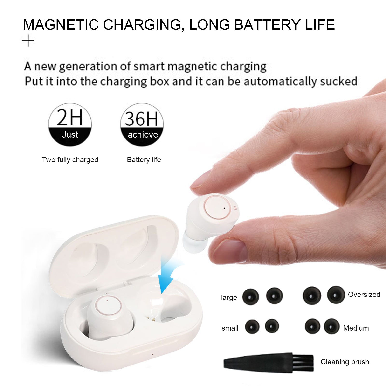 Hearing Amplifier Aid Rechargeable Digital Personal Sound Amplifier Devices ITE for Seniors,Inner-Ear Hearing aid,TV,2-Pack with Charging Box