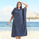 Surf Poncho Changing Robe Super Soft Swimming Towel with Pocket Hood for Beach Pool Lake Water Park