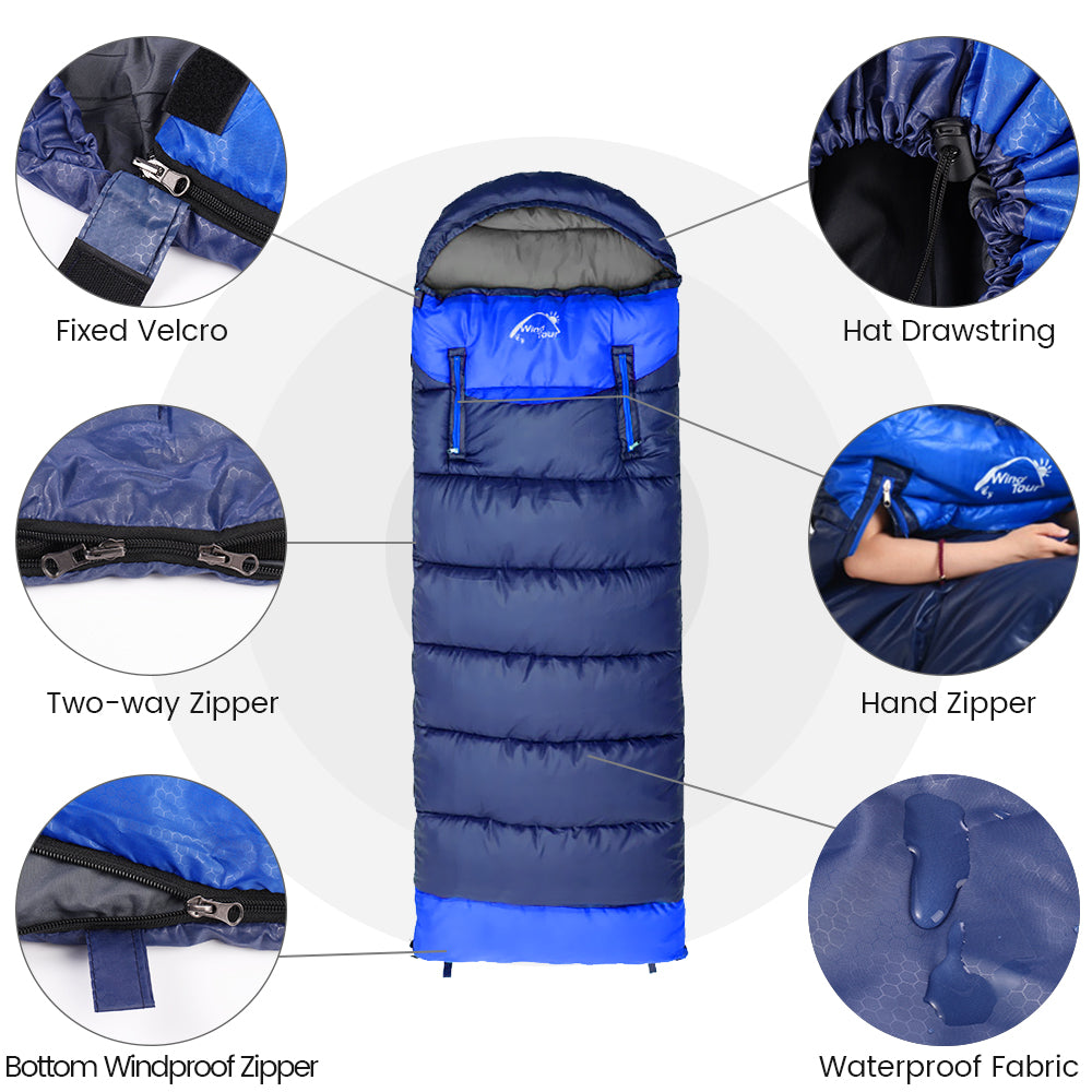 Sleeping Bags Designed to Zip Together to Form A Huge Double Sleeping Bag -Camping Hiking Outdoors