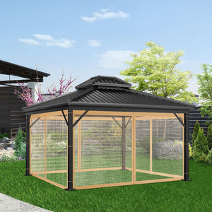 Outdoor Gazebo Canopy 4-Panel Screen Walls with Zipper for for Patio Garden Backyard (Mosquito Net Only)