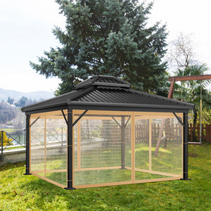 Outdoor Gazebo Canopy 4-Panel Screen Walls with Zipper for for Patio Garden Backyard (Mosquito Net Only)