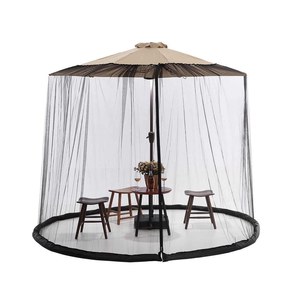 Mosquito Net Cover for Parasol, Insect Parasol Cover for Outdoor, Screen Cover for Yard Umbrella with Zippered Mesh