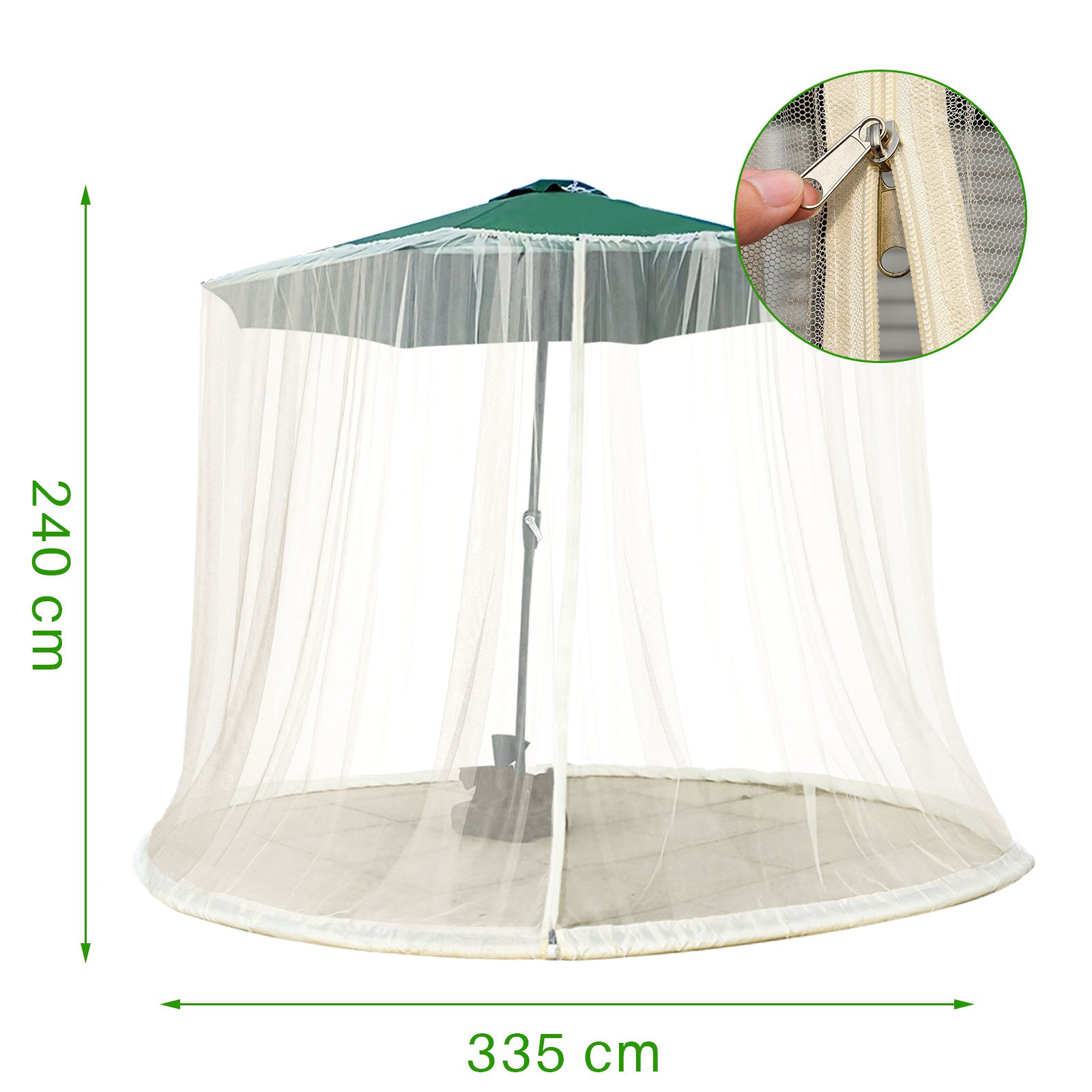 Mosquito Net Cover for Parasol, Insect Parasol Cover for Outdoor, Screen Cover for Yard Umbrella with Zippered Mesh