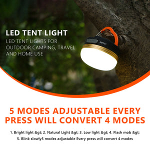 LED Camping Light USB Rechargeable Tent Lantern Waterproof Mobile Flashlight