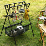 Outdoor Camping Cups Bowls Shelf Aluminum Alloy Picnic BBQ Tableware Cookware Storage Rack Campsite Tools Shelf