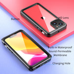 iPhone 13 Case Waterproof 360 Degree Full Sealed Drop Protection Slim Non-Slip Clear Case, Black