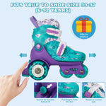 Kids Roller Skates Light Up LED Wheels Kids Roller Skates Shoes Includes 6 Pack Protective Gear for Ages 5-8 Years