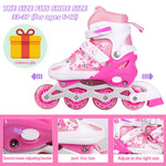 Adjustable roller skates inline skates for kids boys girls with luminous wheels