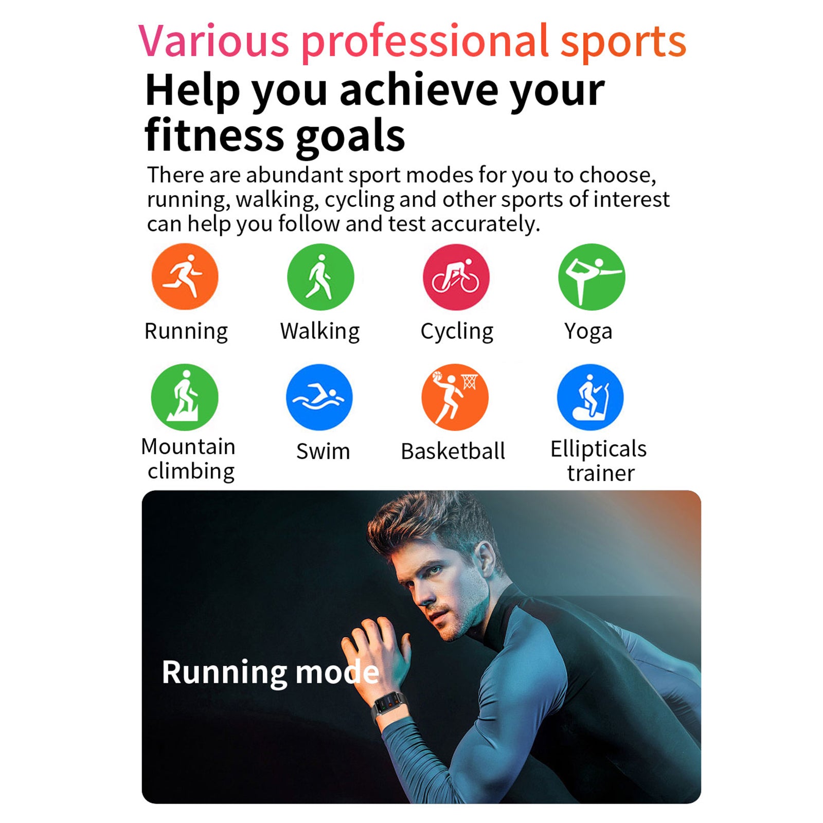 Sports Smart Watch Men Women 1.57-inch Full Touch Fitness Tracker IP68 Waterproof Smartwatch for Android IOS Phone