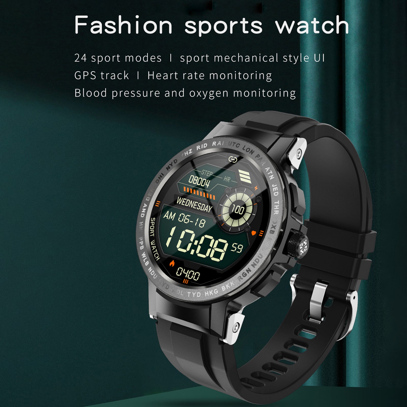 Smart Watch 24 Sports Modes Waterproof Health Tracker for Men