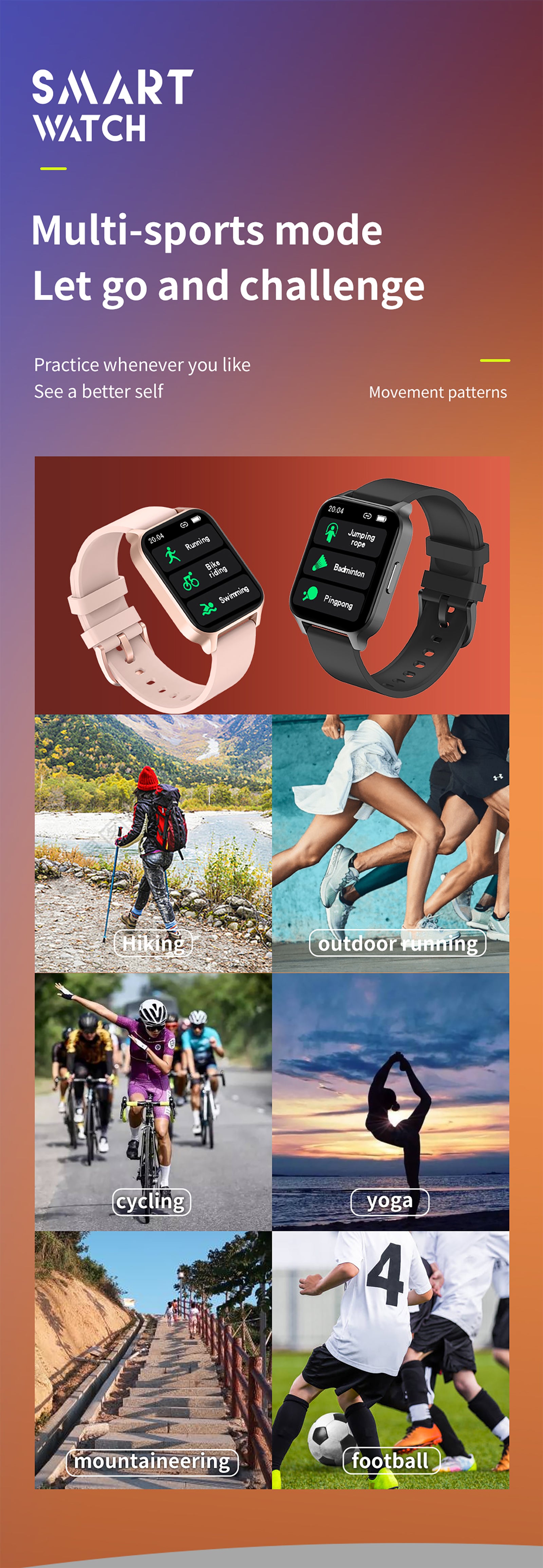 Smart Watch with 1.7" Activity Watch Accurate Body Temperature Detection Monitor Heart Rate Blood Oxygen Sleep 10 Days Battery Life IP68 Waterproof