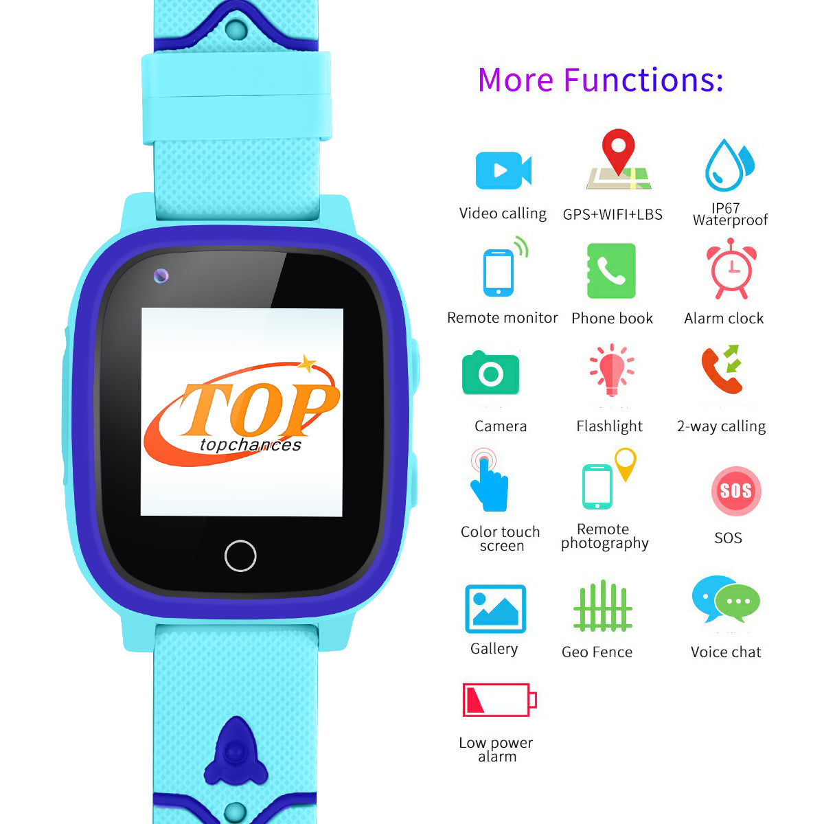 T5 4G Children's Smart Watch with Waterproof SOS Anti-Lost Positioning Voice Chat Flashlight Clock Kids Smartwatch Camera Display