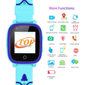 T5 4G Children's Smart Watch with Waterproof SOS Anti-Lost Positioning Voice Chat Flashlight Clock Kids Smartwatch Camera Display
