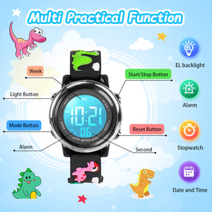 Children's Watch for Boys Girls Waterproof Outdoor LED Timer with 7 Colors Backlight