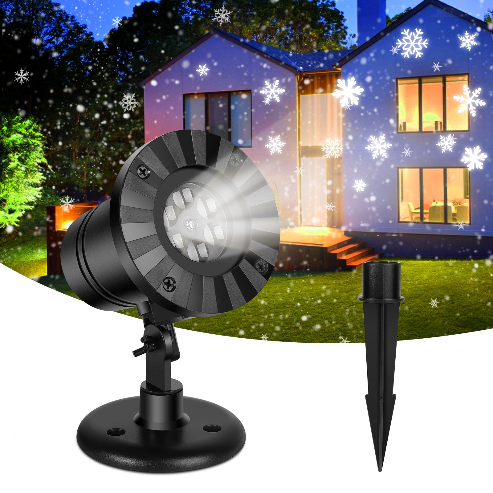 Halloween Christmas Projector Lights Outdoor Moving Snowflake Lights Waterproof for Holiday Party Garden Wedding Indoor Outdoor Decorations, Color /White Snowflake