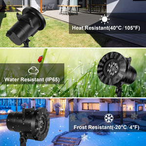 Halloween Christmas Projector Lights Outdoor Moving Snowflake Lights with 14 switchable pattern lenses Waterproof for Holiday Party Garden Wedding Indoor Outdoor Decorations