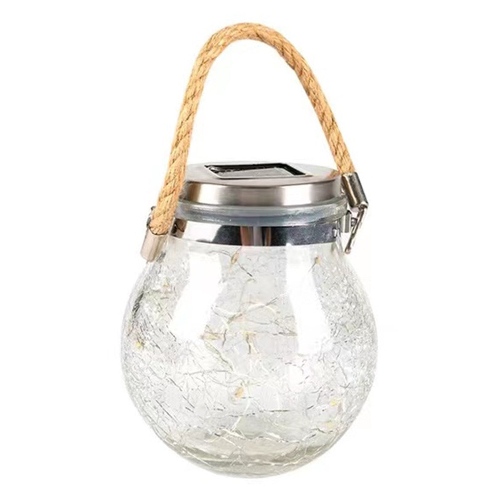 Hanging Solar Lights Outdoor Waterproof Christmas Decoration Cracked Glass Hanging Ball Lights for Garden Yard Patio Lawn