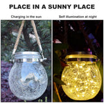 Hanging Solar Lights Outdoor Waterproof Christmas Decoration Cracked Glass Hanging Ball Lights for Garden Yard Patio Lawn