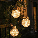 Hanging Solar Lights Outdoor Waterproof Christmas Decoration Cracked Glass Hanging Ball Lights for Garden Yard Patio Lawn