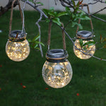 Hanging Solar Lights Outdoor Waterproof Christmas Decoration Cracked Glass Hanging Ball Lights for Garden Yard Patio Lawn