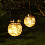 Hanging Solar Lights Outdoor Waterproof Christmas Decoration Cracked Glass Hanging Ball Lights for Garden Yard Patio Lawn