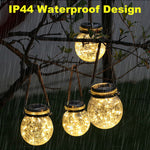 Hanging Solar Lights Outdoor Waterproof Christmas Decoration Cracked Glass Hanging Ball Lights for Garden Yard Patio Lawn