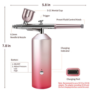 Rechargeable Airbrush Kit, Mini Spray Airbrush Kit with Compressor, Portable Multipurpose Airbrush Machine