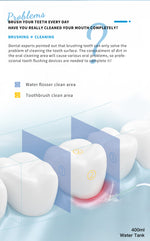 Cordless Oral Irrigator Portable Teeth Cleaner Water Dental Flosser with 400ml Big Water Tank 6 nozzles 5 Modes